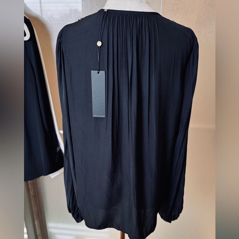 KOBI HALPERIN Keegan Beaded Black Blouse Embellished Top - Picture 6 of 16